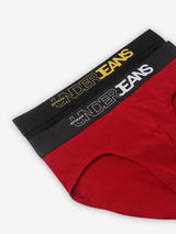 Underjeans Pack Of 2 Maroon Olive Mid Rise Solid Briefs