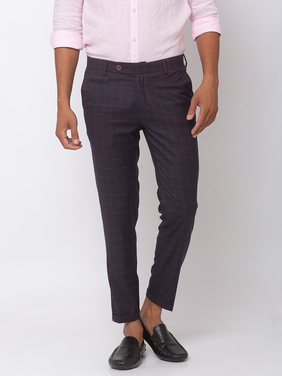 Spykar Men Navy & Khaki Cotton Slim Fit Casual Trousers