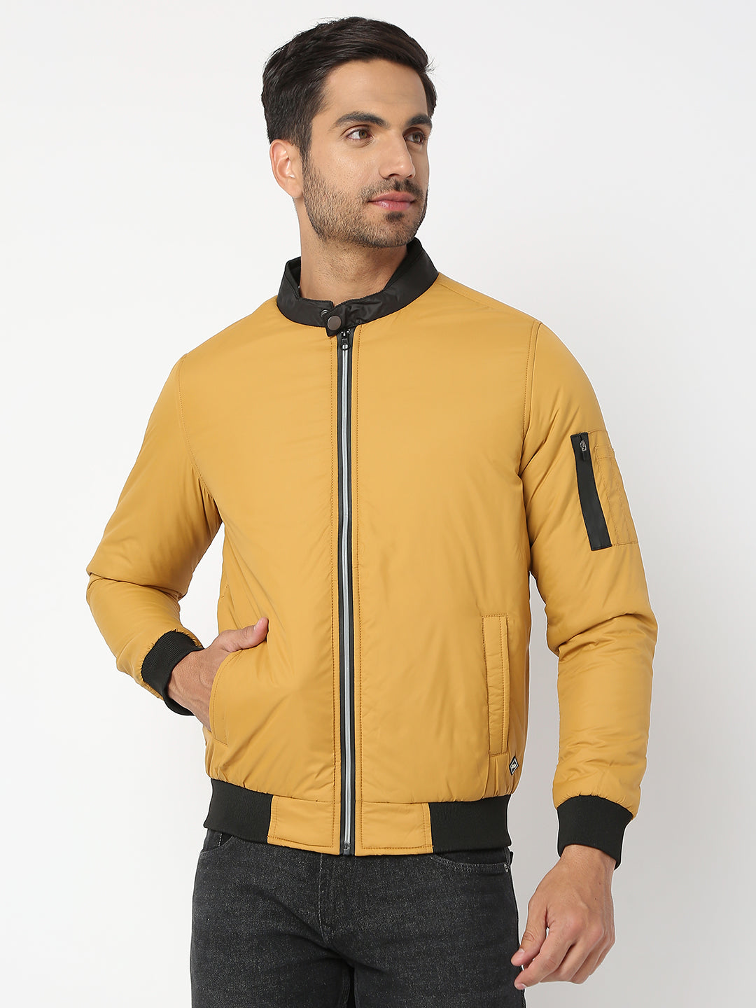 Spykar Men Mustard Nylon Regular Fit Jacket