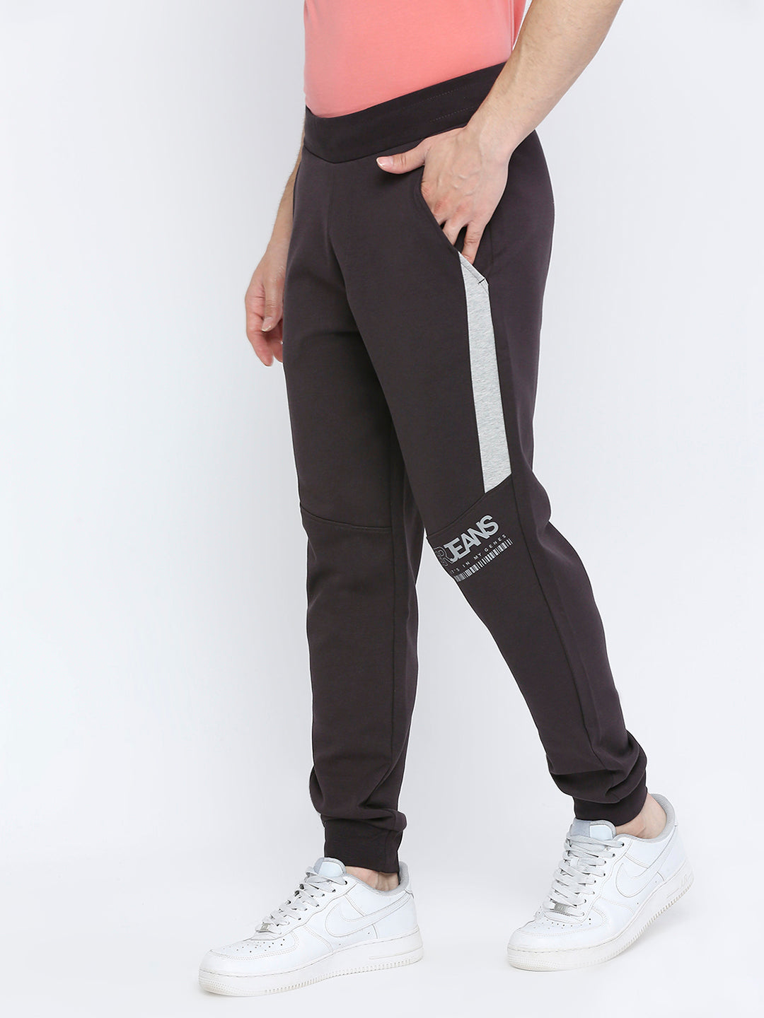 Men Premium Cotton Slate Grey Trackpant - Underjeans By Spykar