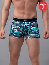 Men Premium Cotton Blend Camo 2 Trunk - (Pack Of 2)- Underjeans By Spykar