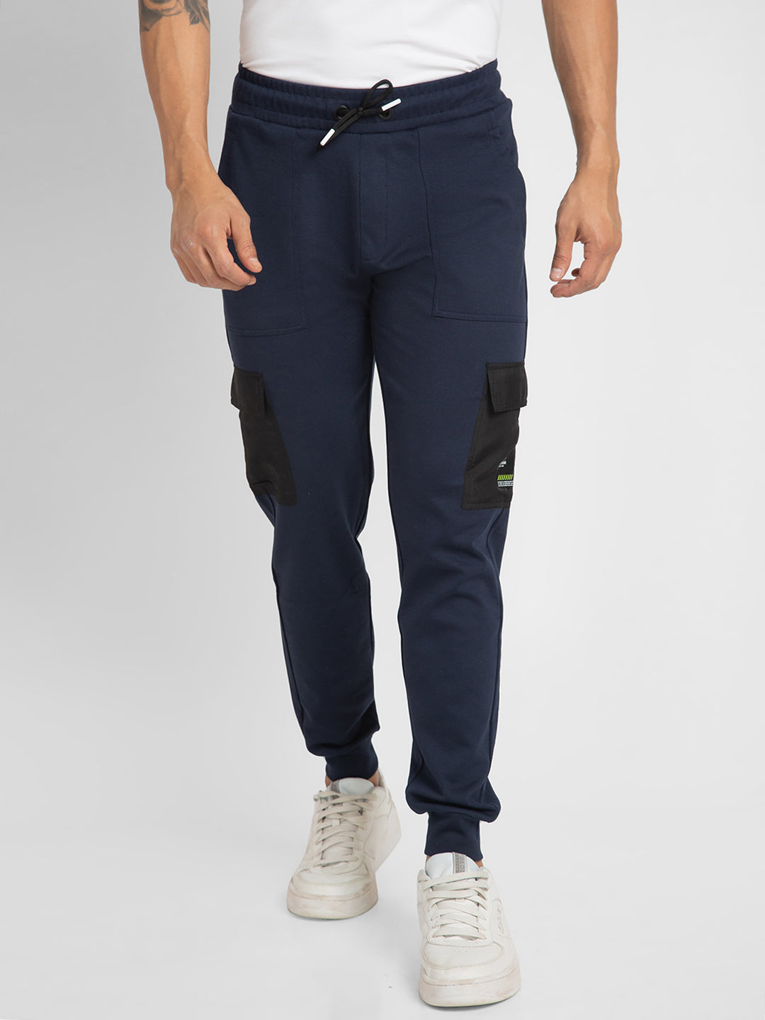 Buy Spykar Men Navy Blue Melange Slim Fit Ankle Length Blended Jogger Trackpant Online