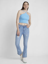 Women Jeans Bootcut Fit Light Blue High Rise