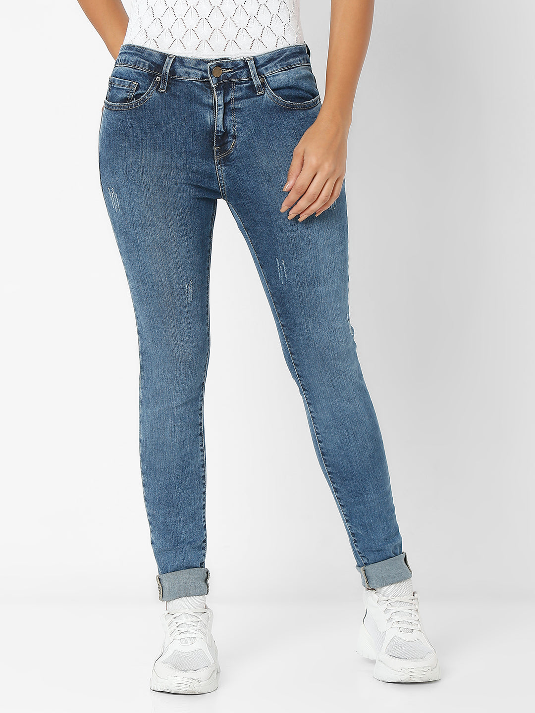 Spykar Blue Slim Fit Jeans For Women (Adora)