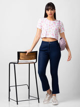 Women Elissa Jeans Boot Cut Fit Dark Blue High Rise