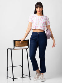 Women Elissa Jeans Boot Cut Fit Dark Blue High Rise
