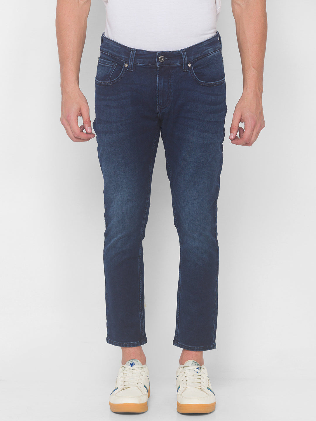 Spykar Men Dark Blue Solid Slim Mid-Rise Jeans (Kano)