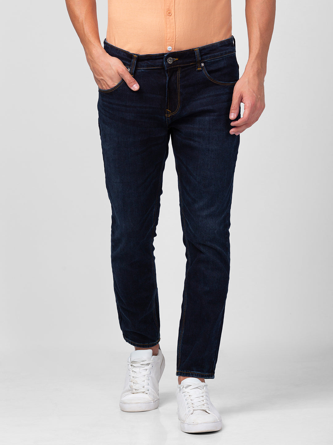 Spykar Men Dark Blue Cotton Slim Fit Tapered Length Jeans (Kano)