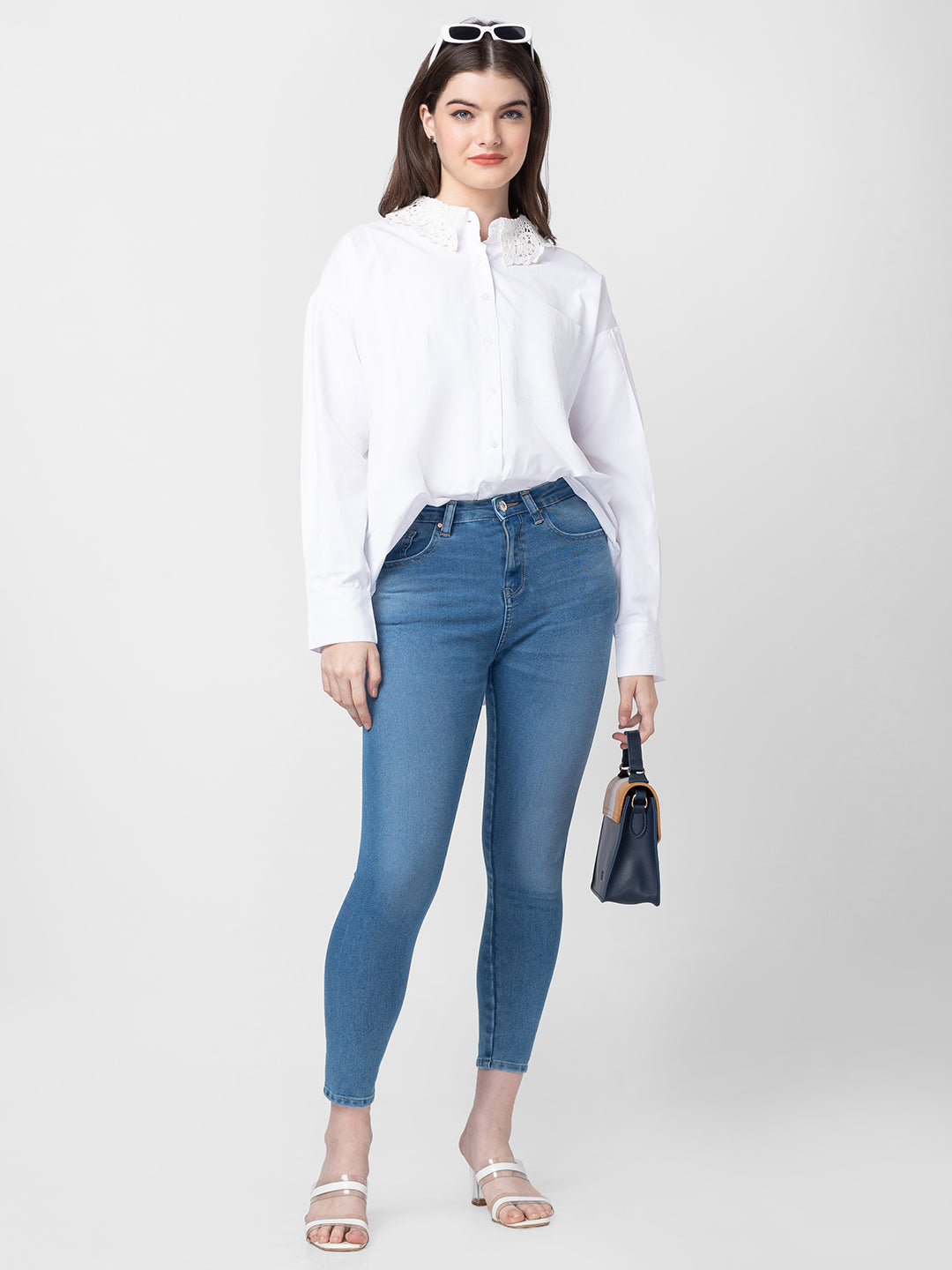 Women Jeans Super Skinny Fit Light Blue High Rise