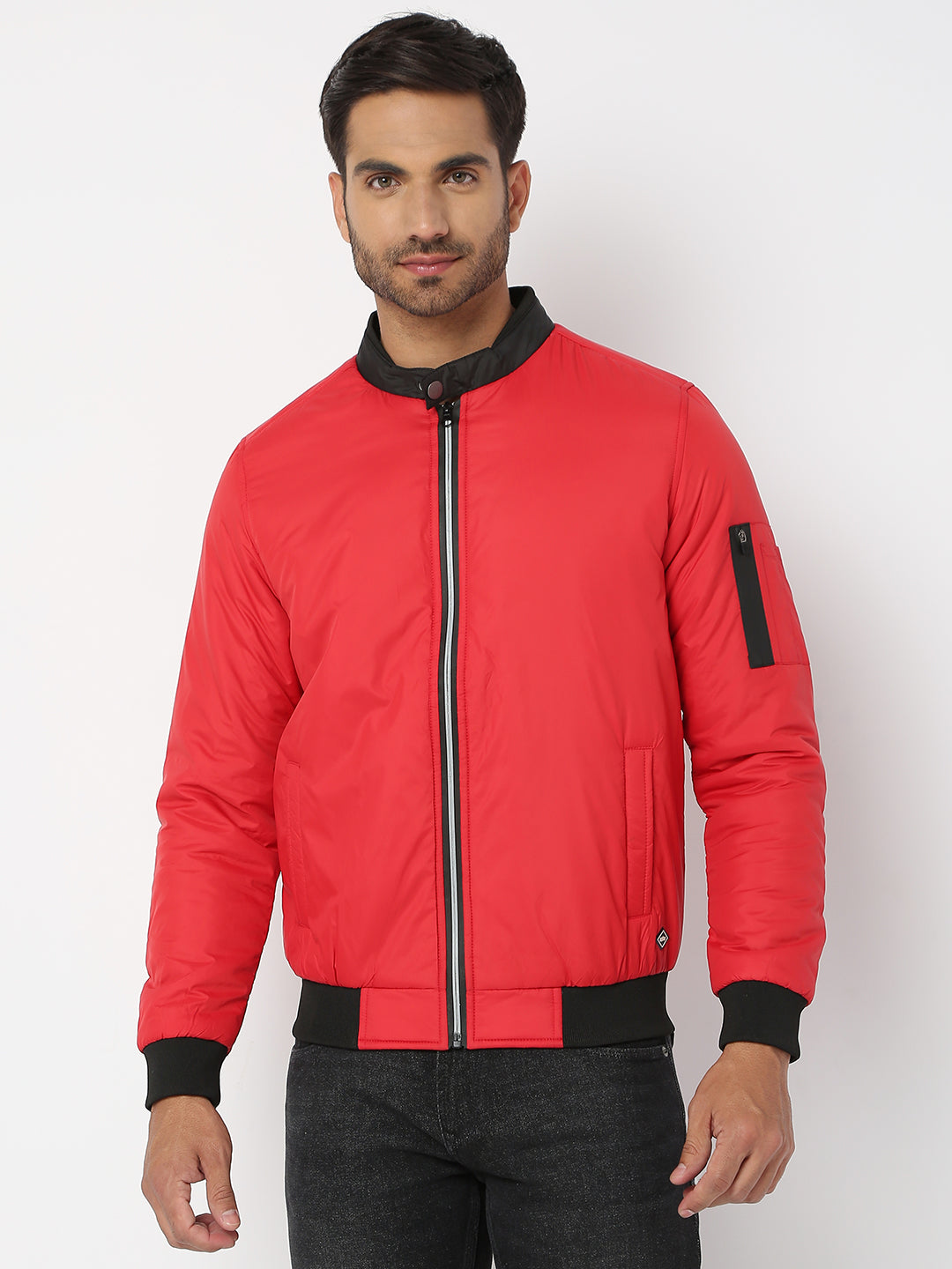 Spykar Men Red Nylon Regular Fit Jacket