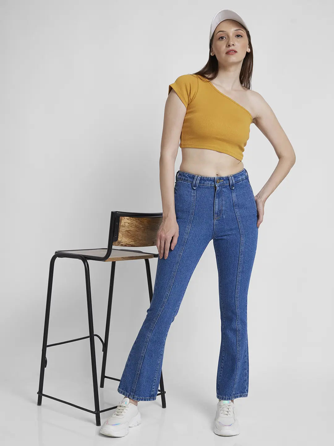 Women Elissa Jeans Boot Cut Fit Mid Blue Mid Rise