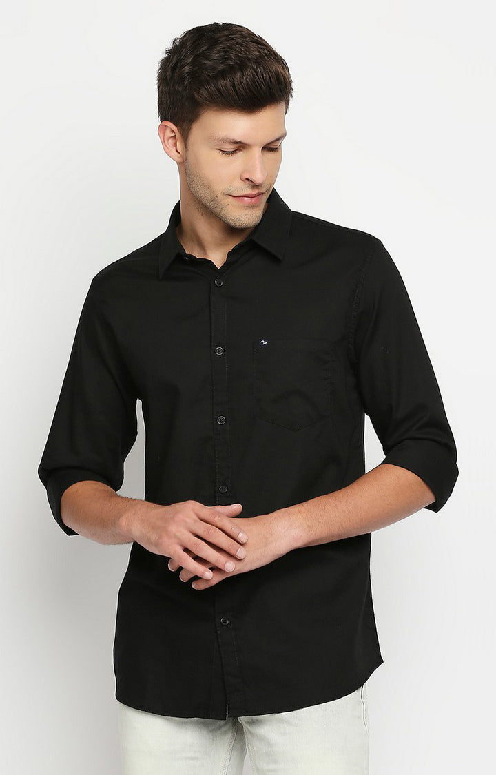 Spykar Men Black Cotton Slim Fit Casual Shirts