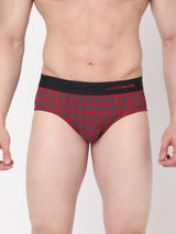 Underjeans Cotton Blend Maroon-Check Brief