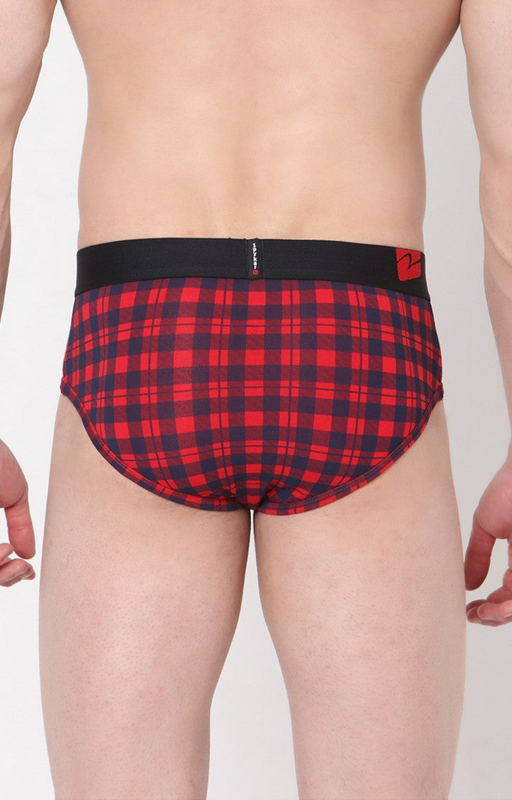Underjeans by Spykar Men Blue Check Regular Fit Briefs (Pack of 2)