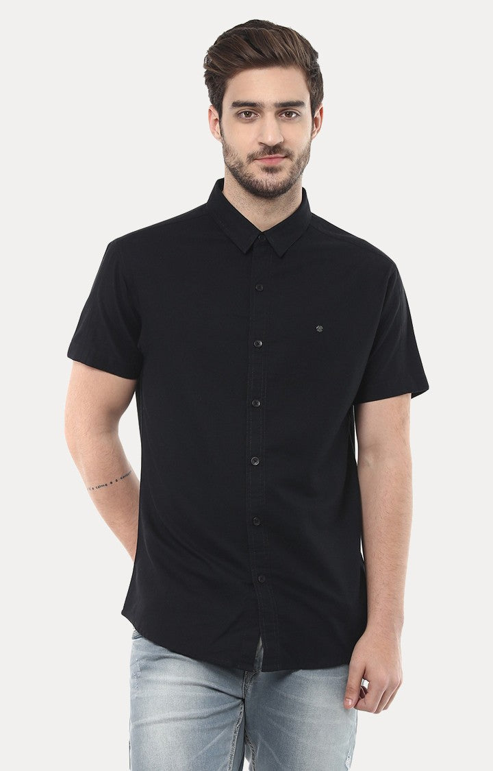 Spykar Men'S Black Cotton Solid Casual Shirts