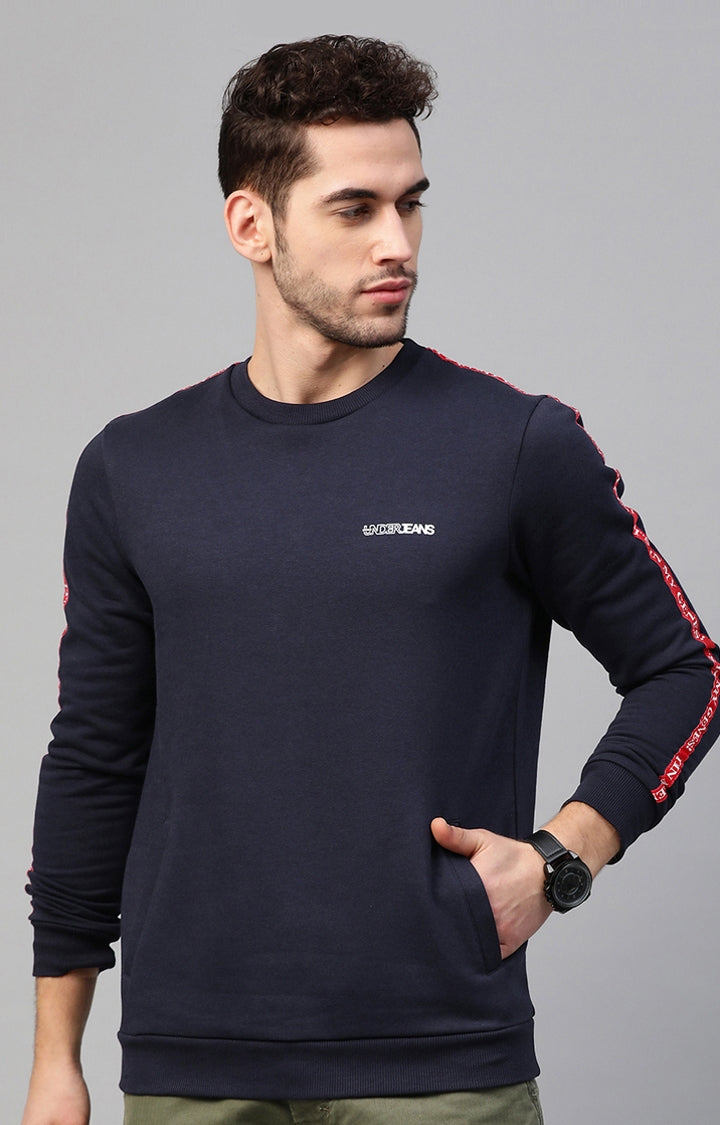 Underjeans by Spykar Men Navy Solid Sweatshirt