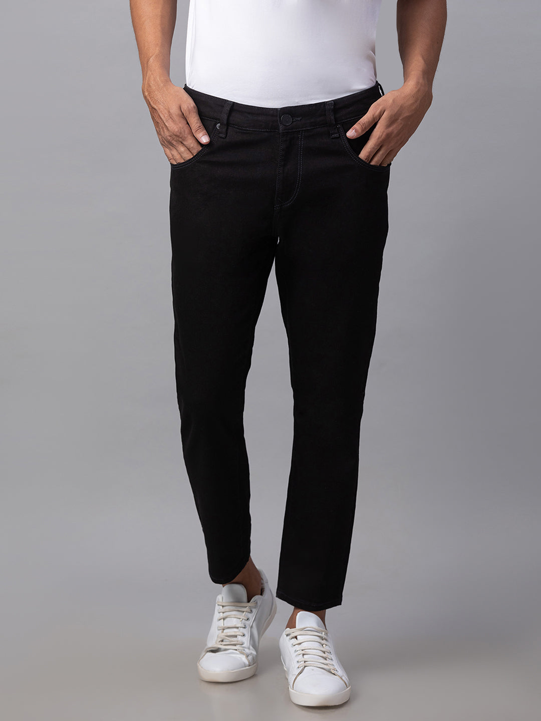 Spykar Men Black Cotton Slim Fit Tapered Length Jeans (Kano)