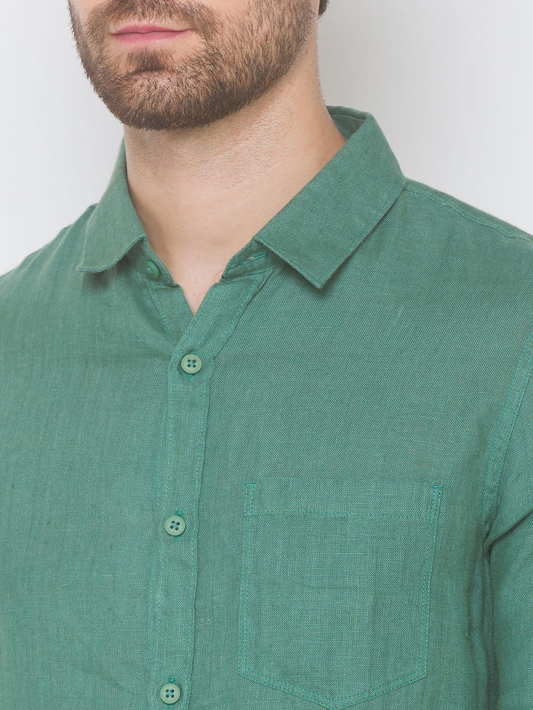 Spykar Men Sage Green Cotton Shirts (Slim)