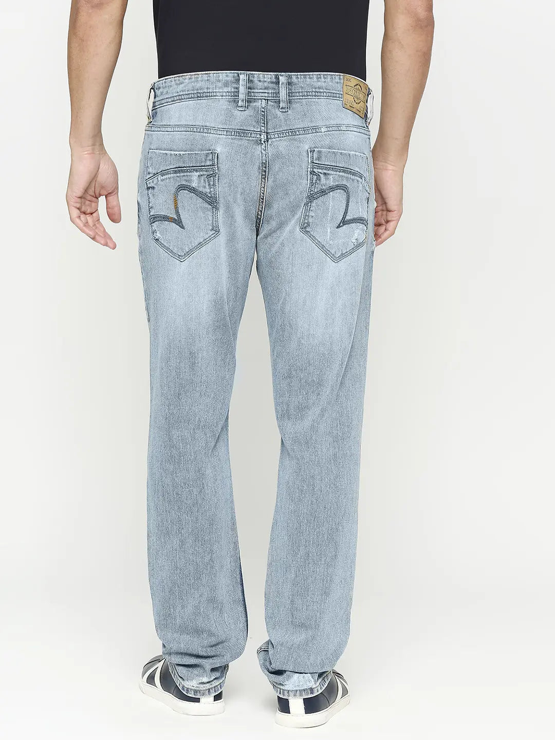 Spykar Men Vintage Blue Slim Fit Narrow Length Low Distress Low Rise Jeans (Skinny)
