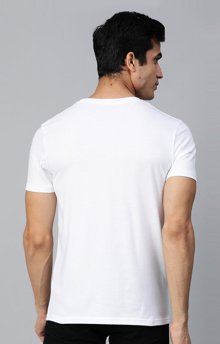 Underjeans By Spykar Men White Printed Round Neck T-Shirt