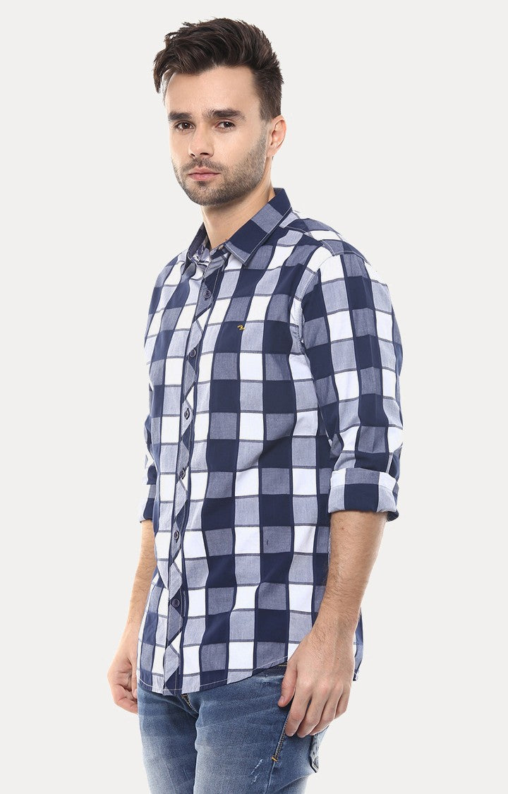 Spykar Men'S Blue Cotton Checked Casual Shirts