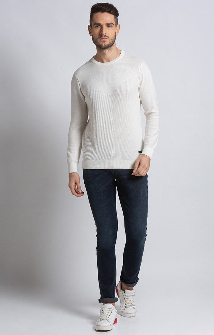 Spykar Blue Cotton Regular Fit Sweater For Men