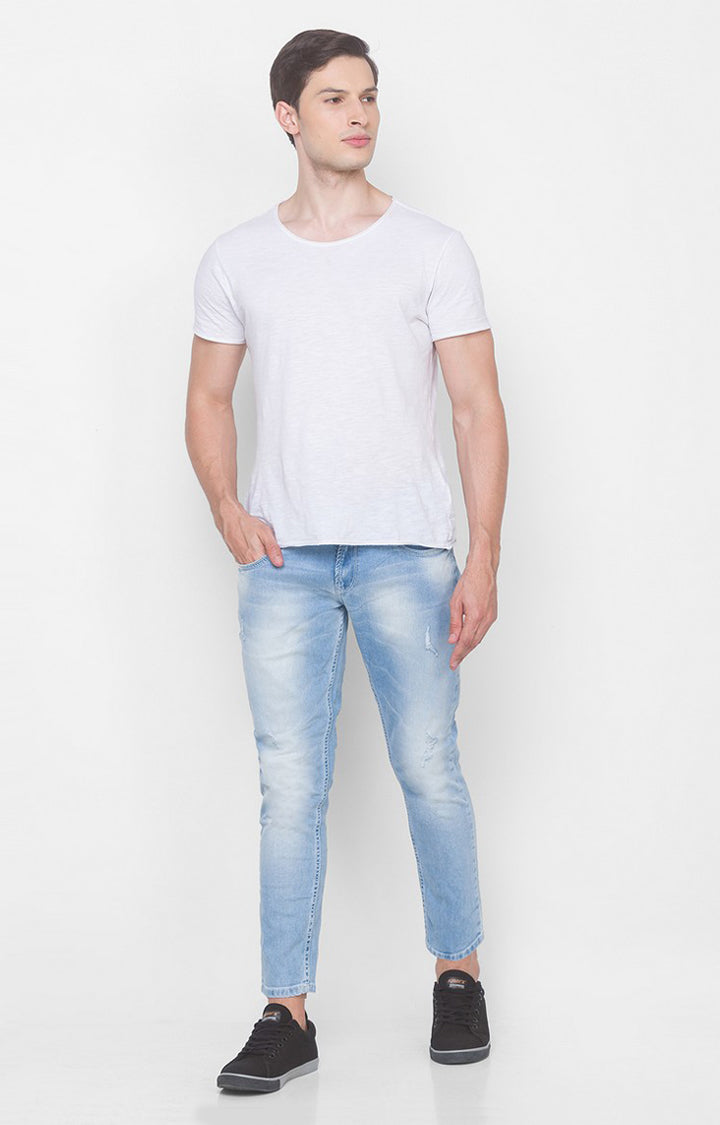 Spykar Light Blue Cotton Slim Fit Tapered Length Jeans (Kano)