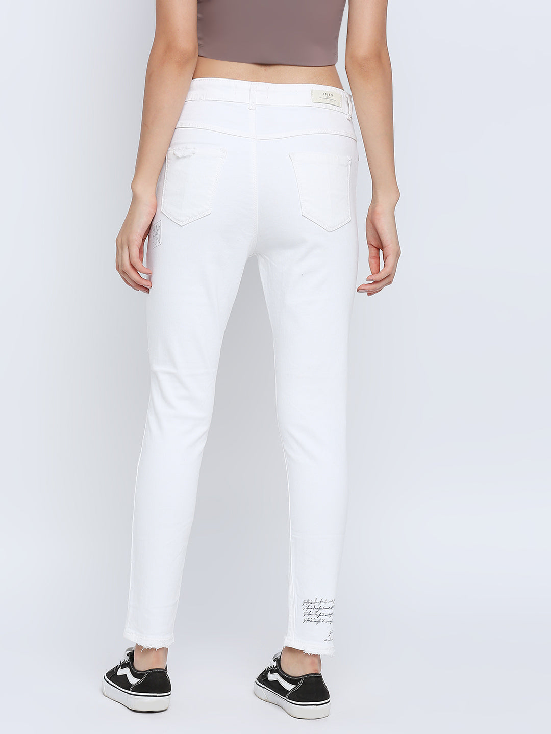 Spykar Women White Straight Fit Regular Length Jeans (Actif)