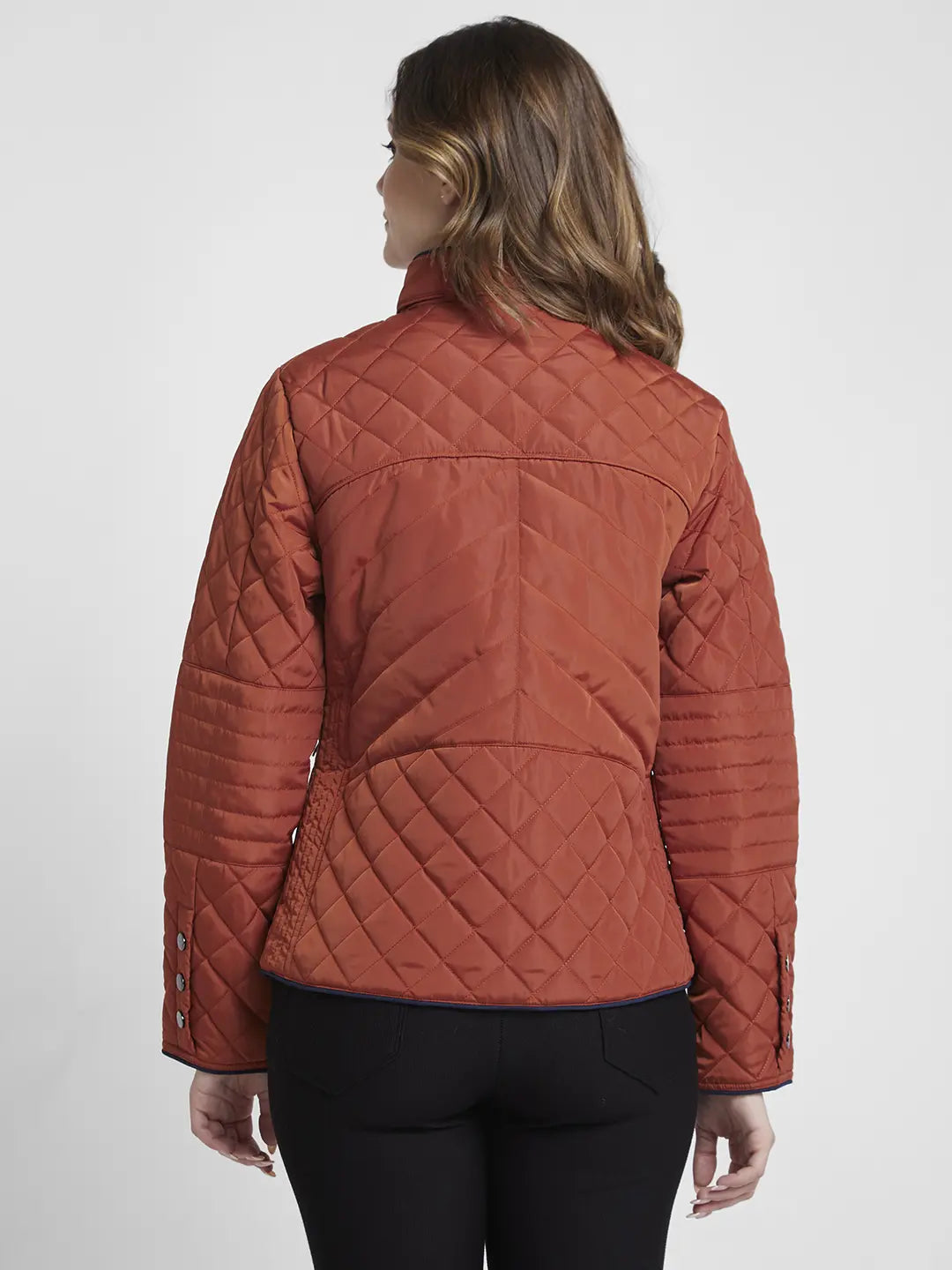 Spykar Women Rust Regular Fit High Neck Plain Jacket