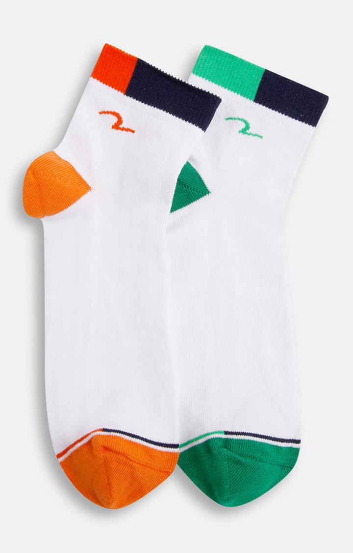 Spykar Green & Orange Solid Ankle Length Socks