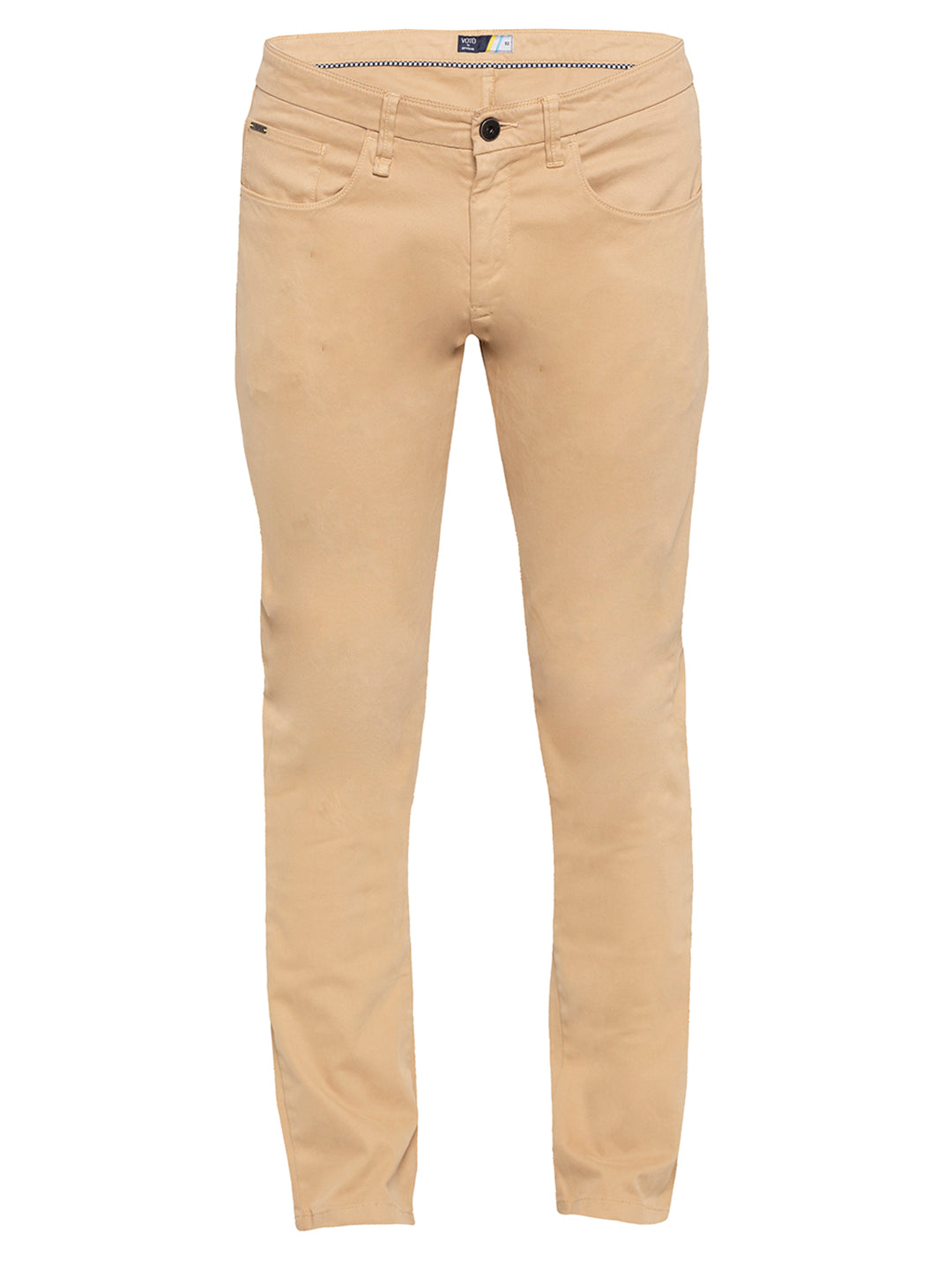 Spykar Men Yellow Cotton Slim Fit Casual Trousers