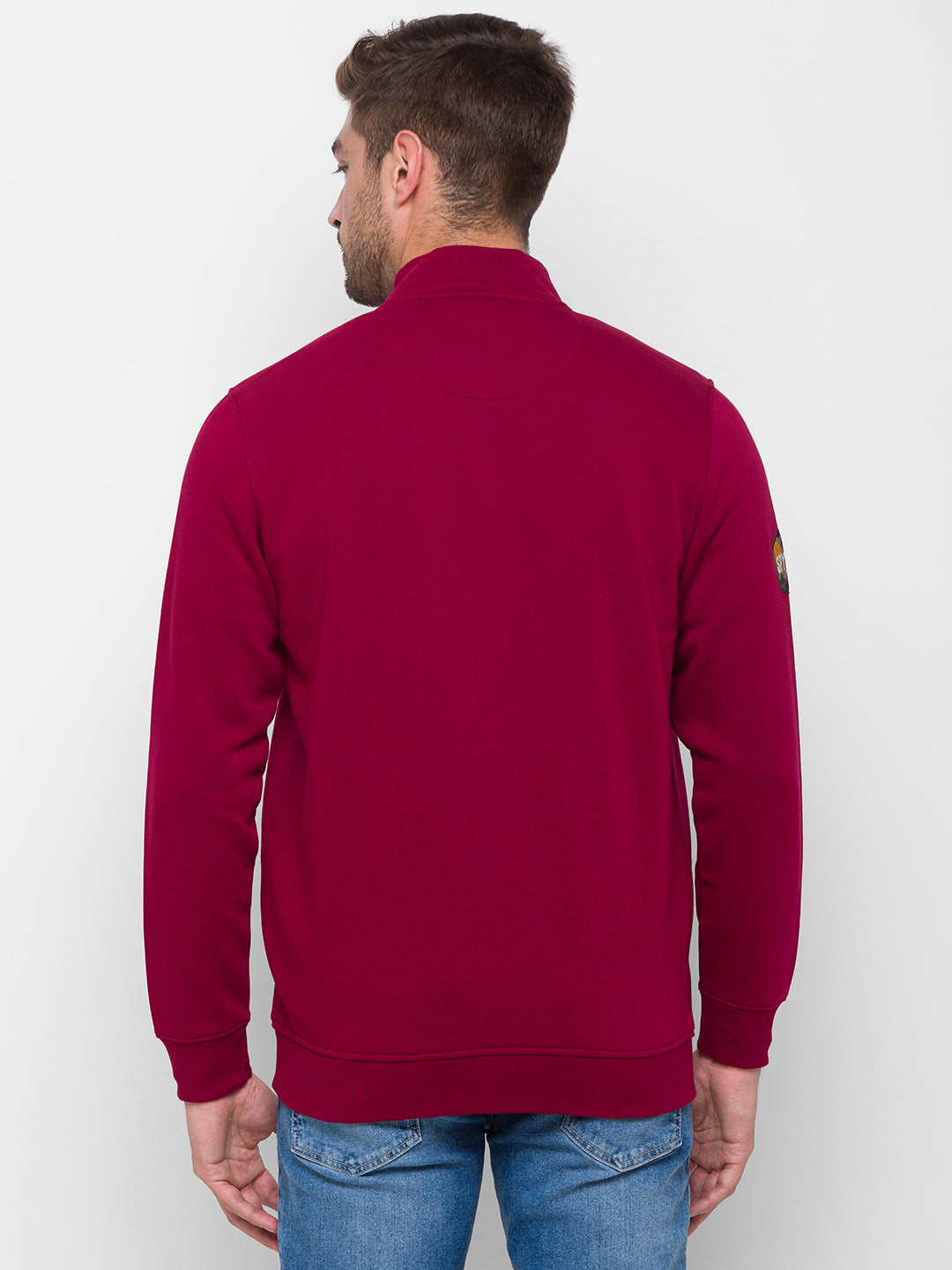 Spykar Purple Cotton Regular Fit Sweatshirt For Men