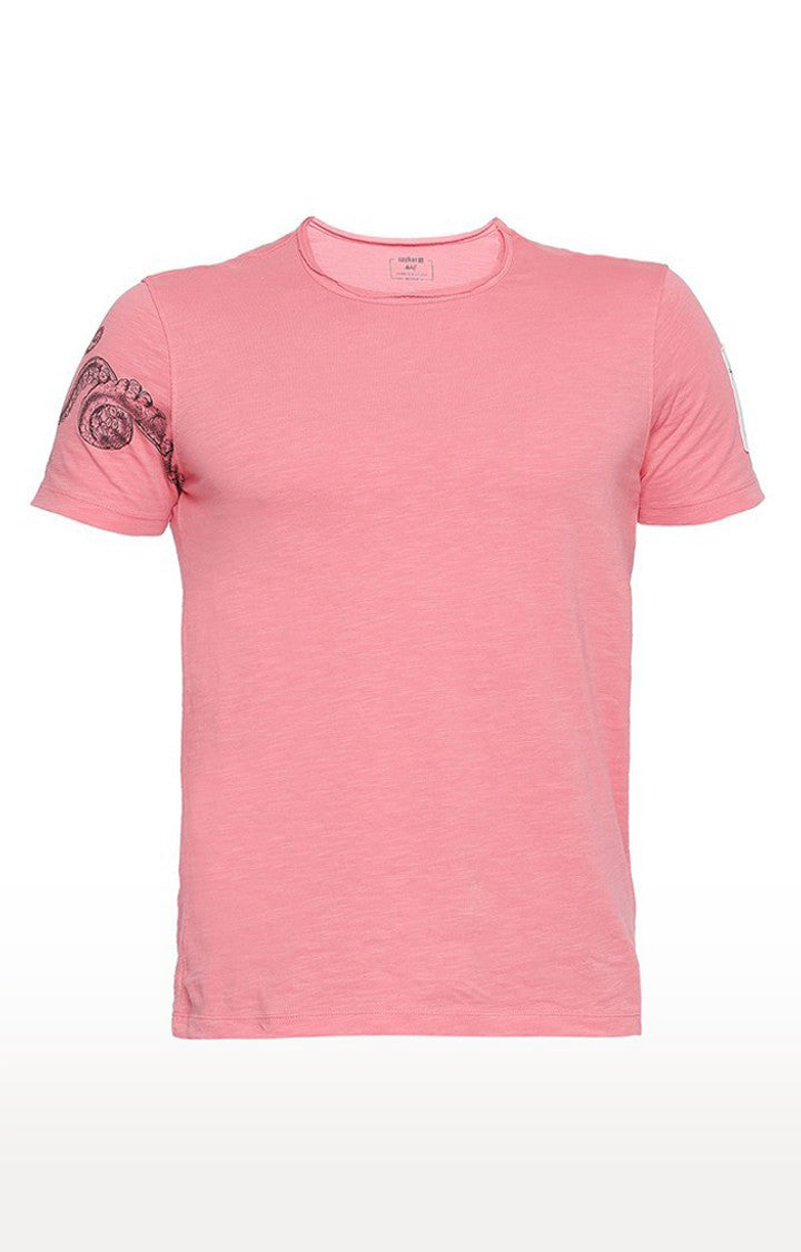 Spykar Men Coral Melange Slim Fit T-Shirt