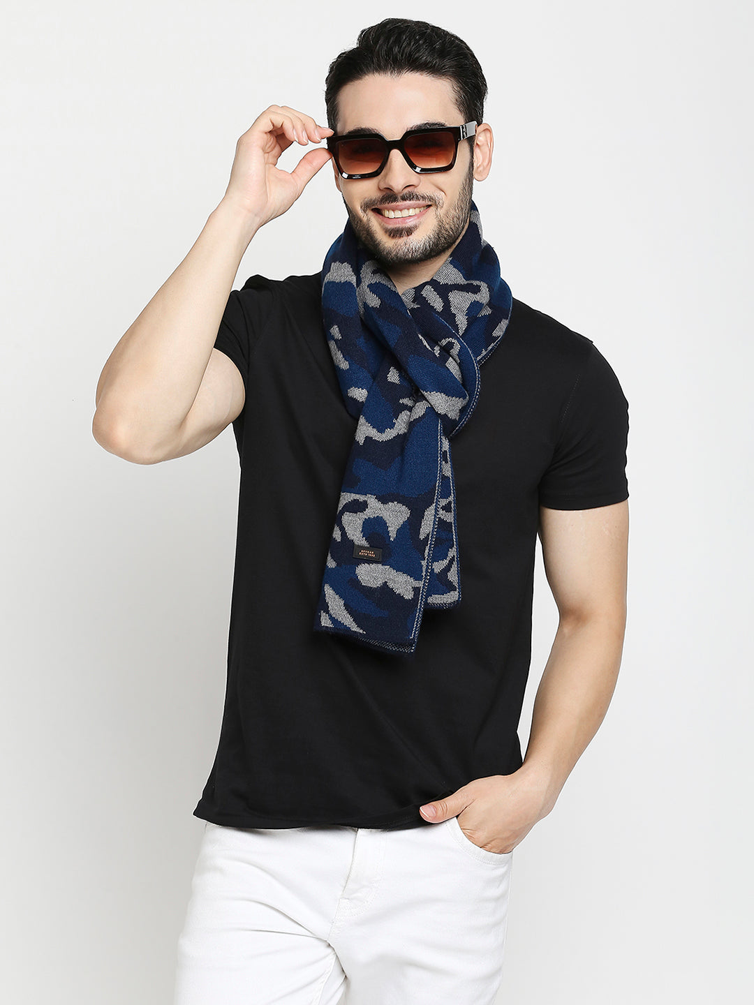 Spykar Navy Blue Camo Cotton Muffler