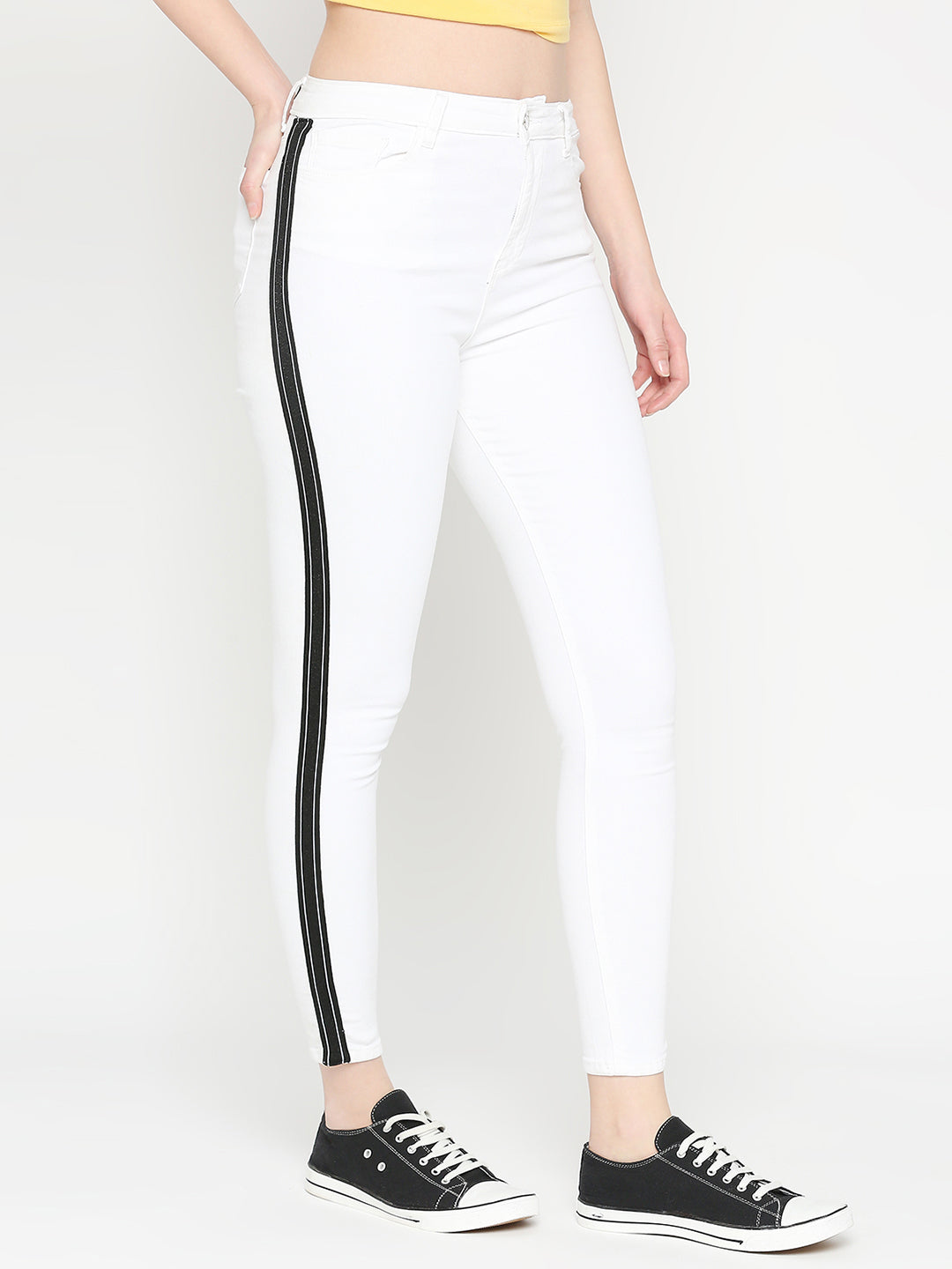 Spykar Women White Cotton Skinny Fit Narrow Length Jeans (YNR)