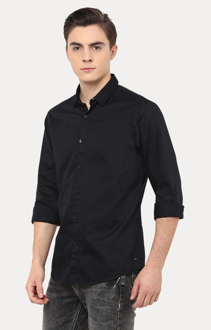 Spykar Men'S Black Cotton Solid Casual Shirts