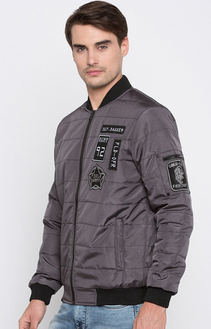 Spykar Grey Polyester Regular Fit Jacket For Men