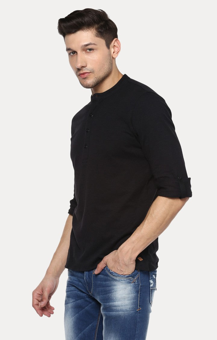 Spykar Black Solid Slim Fit Men T-Shirts