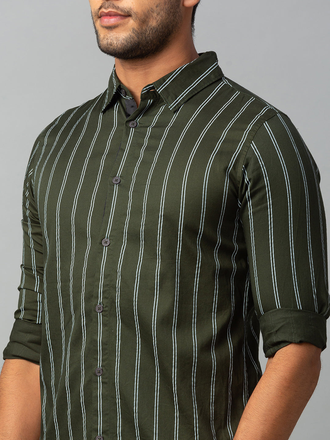 Spykar Men Green Cotton Slim Fit Shirt