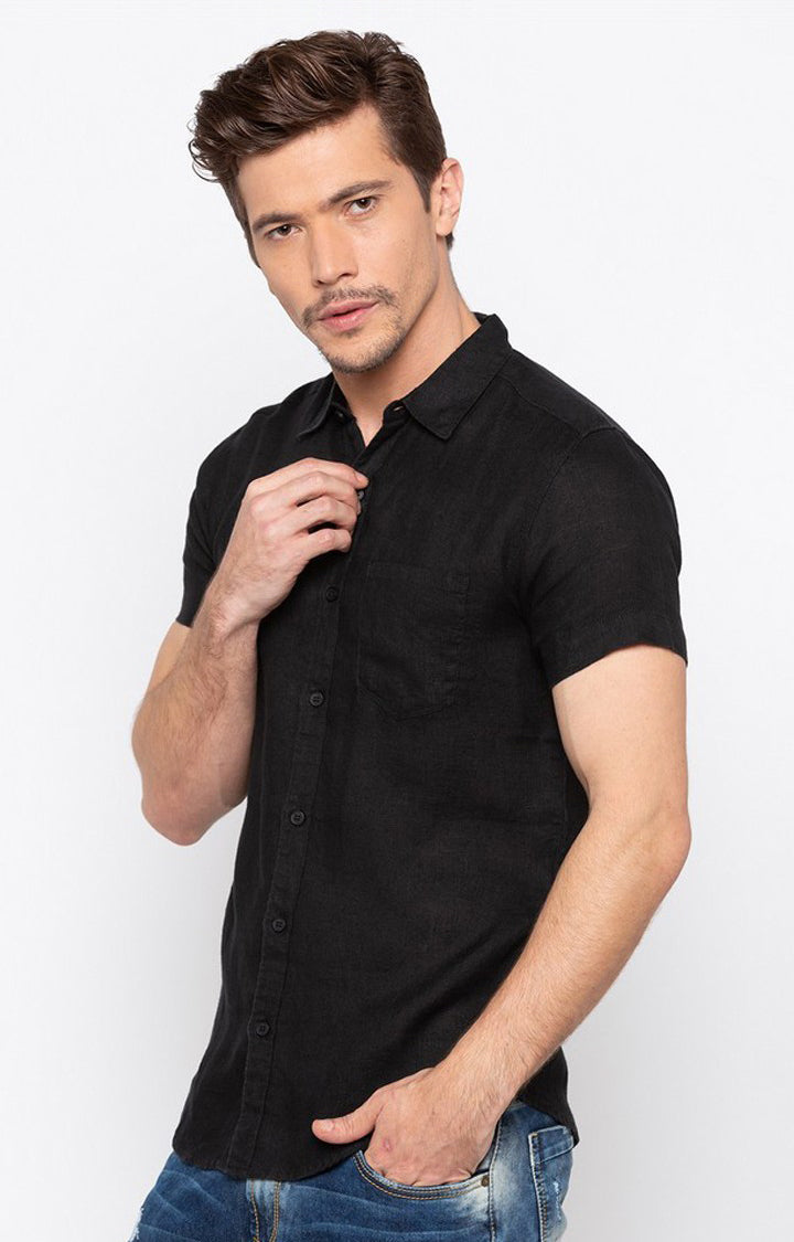 Spykar Men'S Black Cotton Solid Casual Shirts