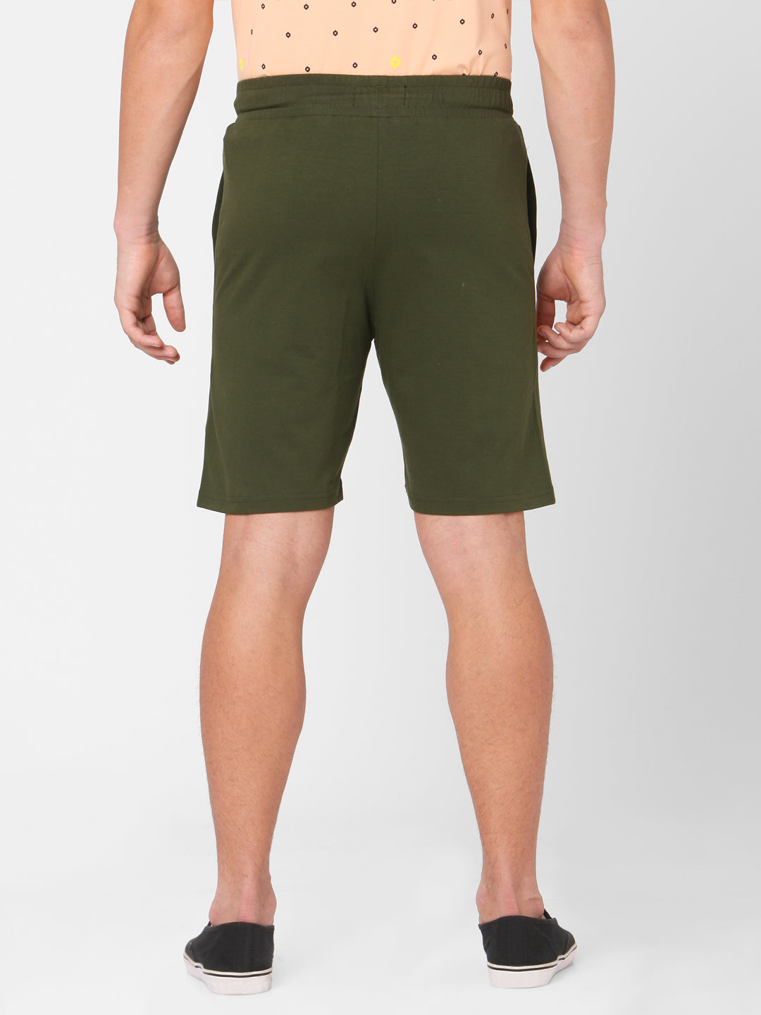 Spykar Men Green Cotton Slim Fit Mid Rise Shorts