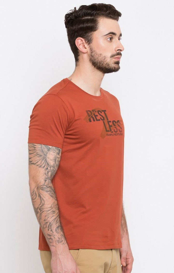 Spykar Red Printed Slim Fit Men T-Shirts