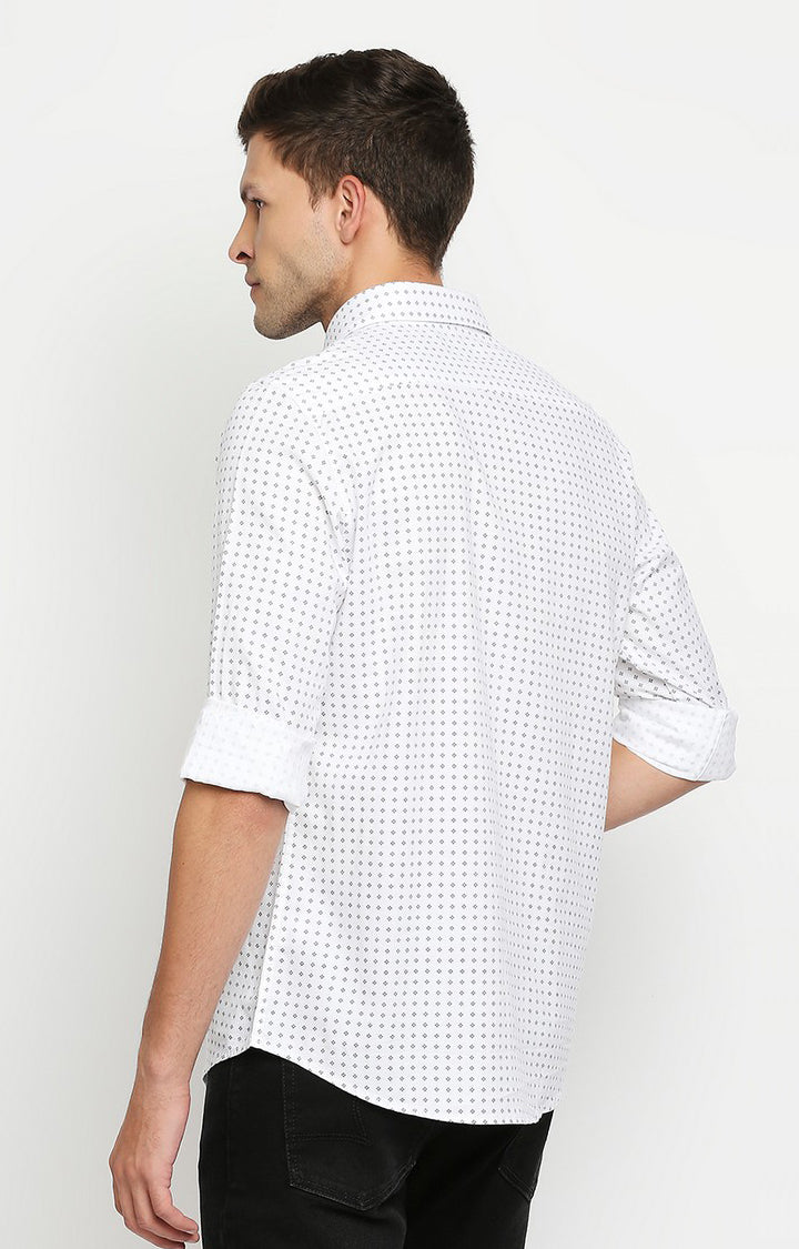 Spykar Men White Slim Fit Full Sleeve Checkered Shirt