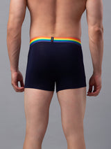 Men Premium Navy-Multi Cotton Blend Trunk- Underjeans By Spykar