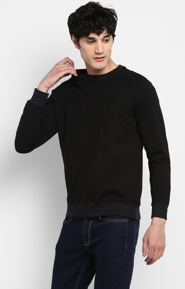 Spykar Black Solid Slim Fit Sweatshirt