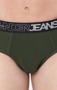 Olive Cotton Brief For Men Premium- Underjeans By Spykar