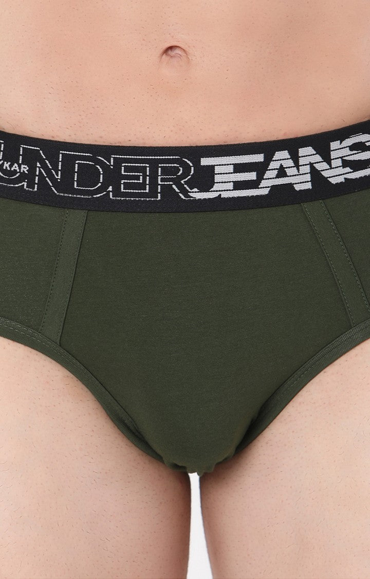 Olive Cotton Brief For Men Premium- Underjeans By Spykar