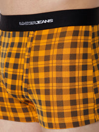 Men Premium Orange Check Cotton Blend Trunk- Underjeans By Spykar