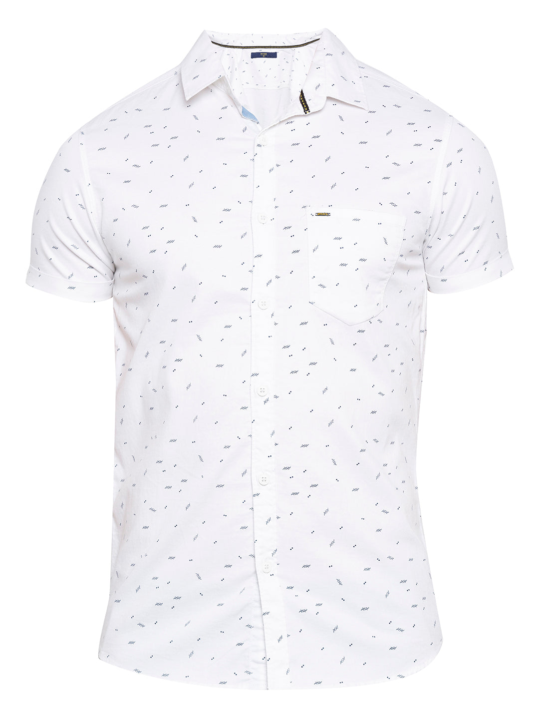 Spykar Men White Printed Slim Fit Casual Shirt