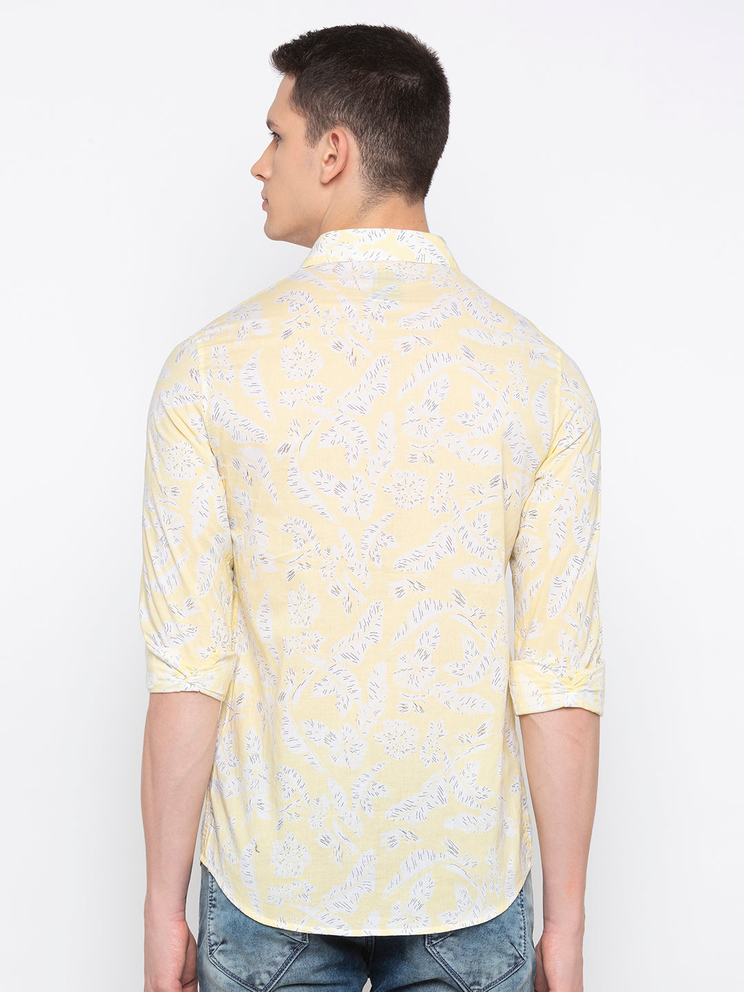 Spykar Men Yellow Printed Casual Shirt